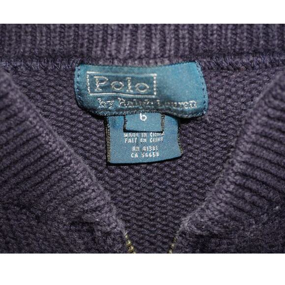 Polo Ralph Lauren Kids Full Zip Knit Sweater Jacket Size 6 Black Red Pony Logo - Picture 2 of 5